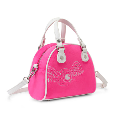 Velour Rhinestone Bowling Bag - Hot Pink