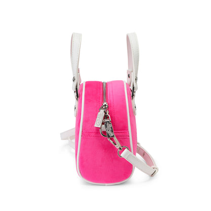 Velour Rhinestone Bowling Bag - Hot Pink
