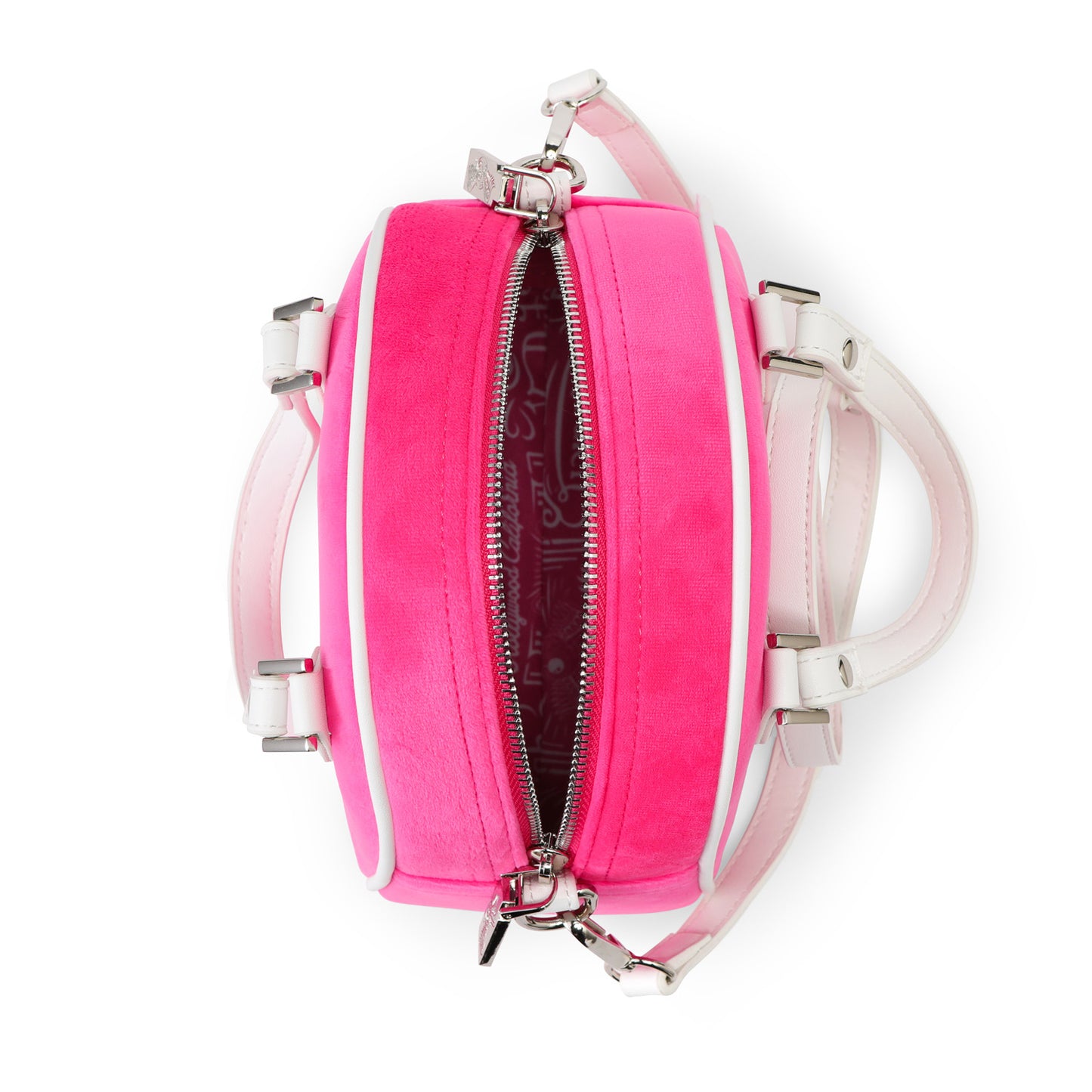 Velour Rhinestone Bowling Bag - Hot Pink