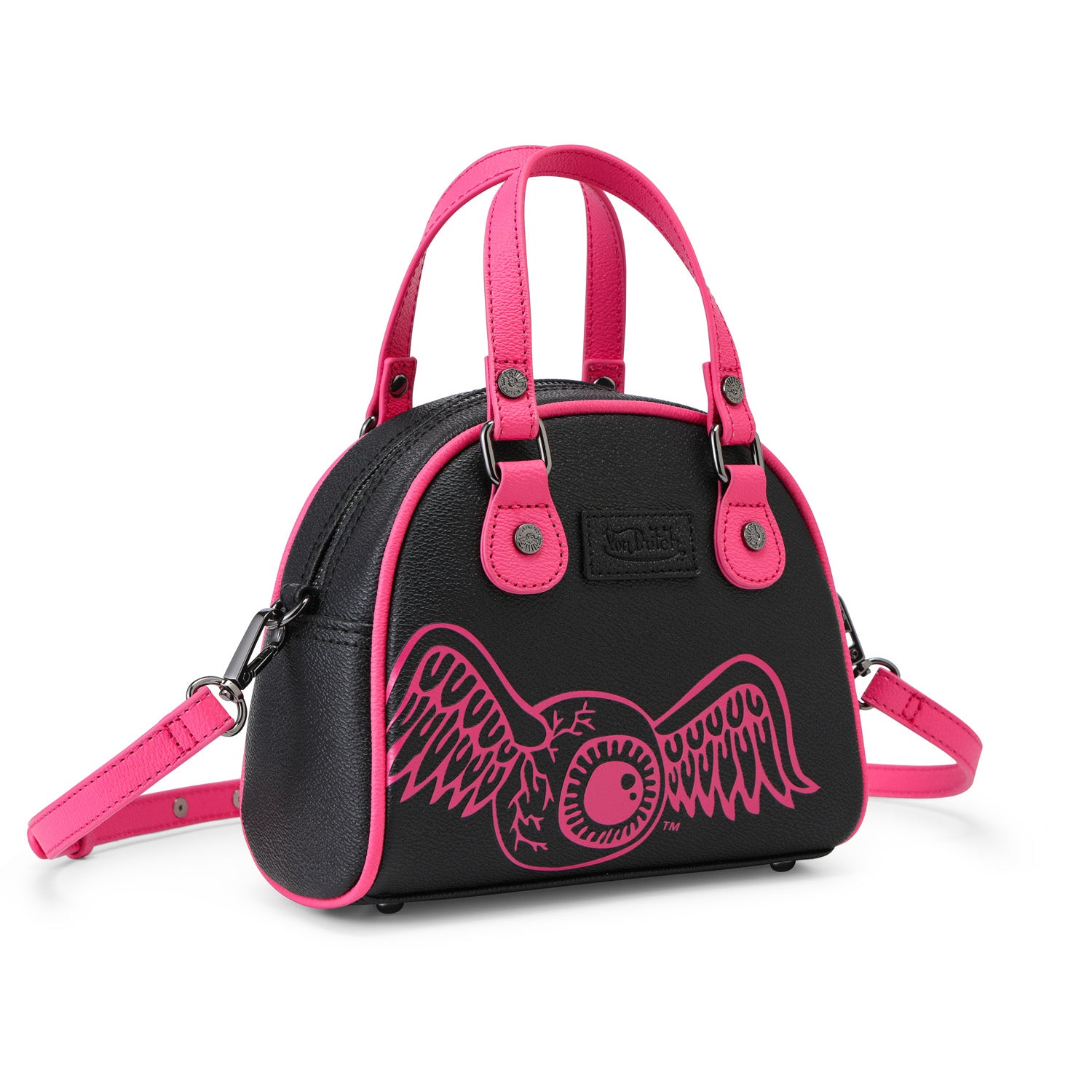 Black & Hot Pink Two-Tone Bowling Bag | Von Dutch Black & Hot Pink Two-Tone Bowling Bag | Von Dutch