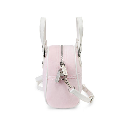 Velour Rhinestone Bowling Bag - Baby Pink