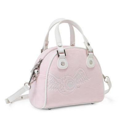 Velour Rhinestone Bowling Bag - Baby Pink