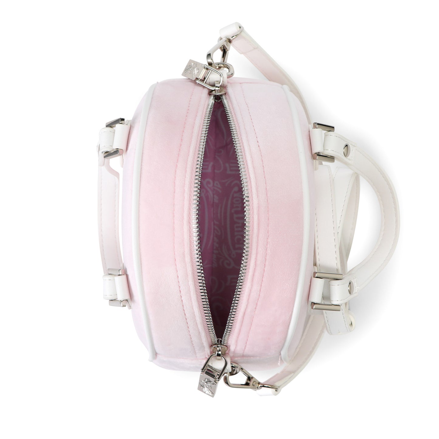 Velour Rhinestone Bowling Bag - Baby Pink