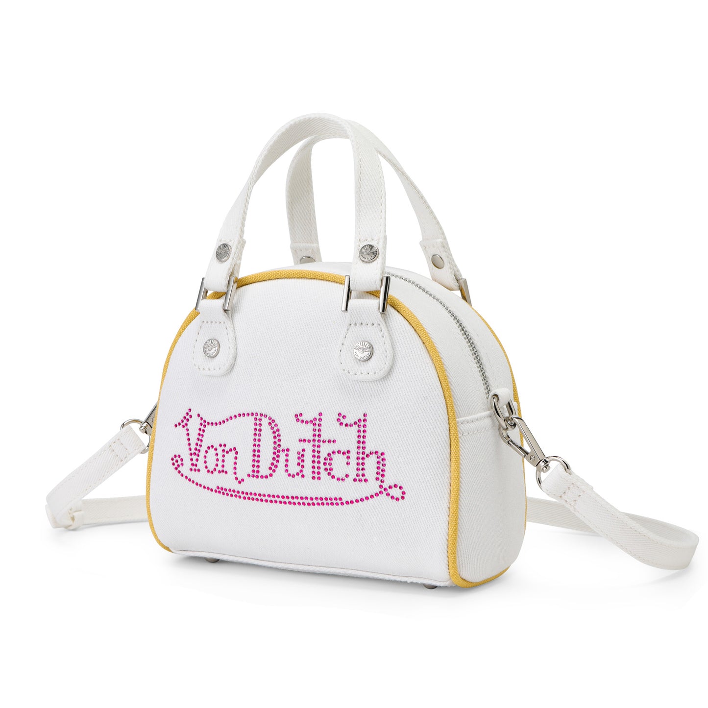 Rhinestone Bowling Bag - White Denim