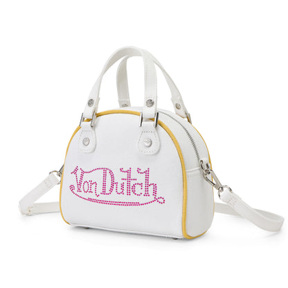 Rhinestone Bowling Bag - White Denim