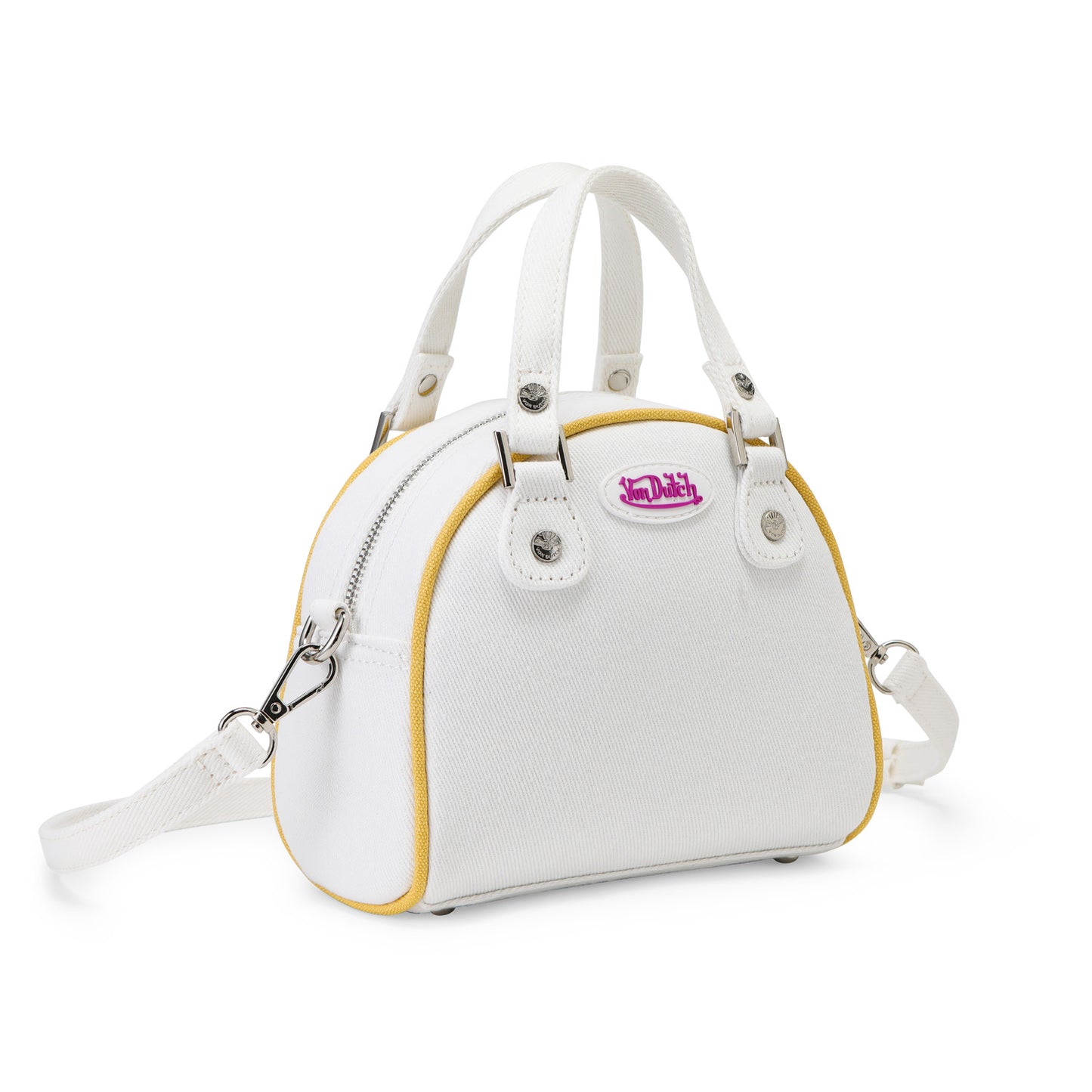 Rhinestone Bowling Bag - White Denim