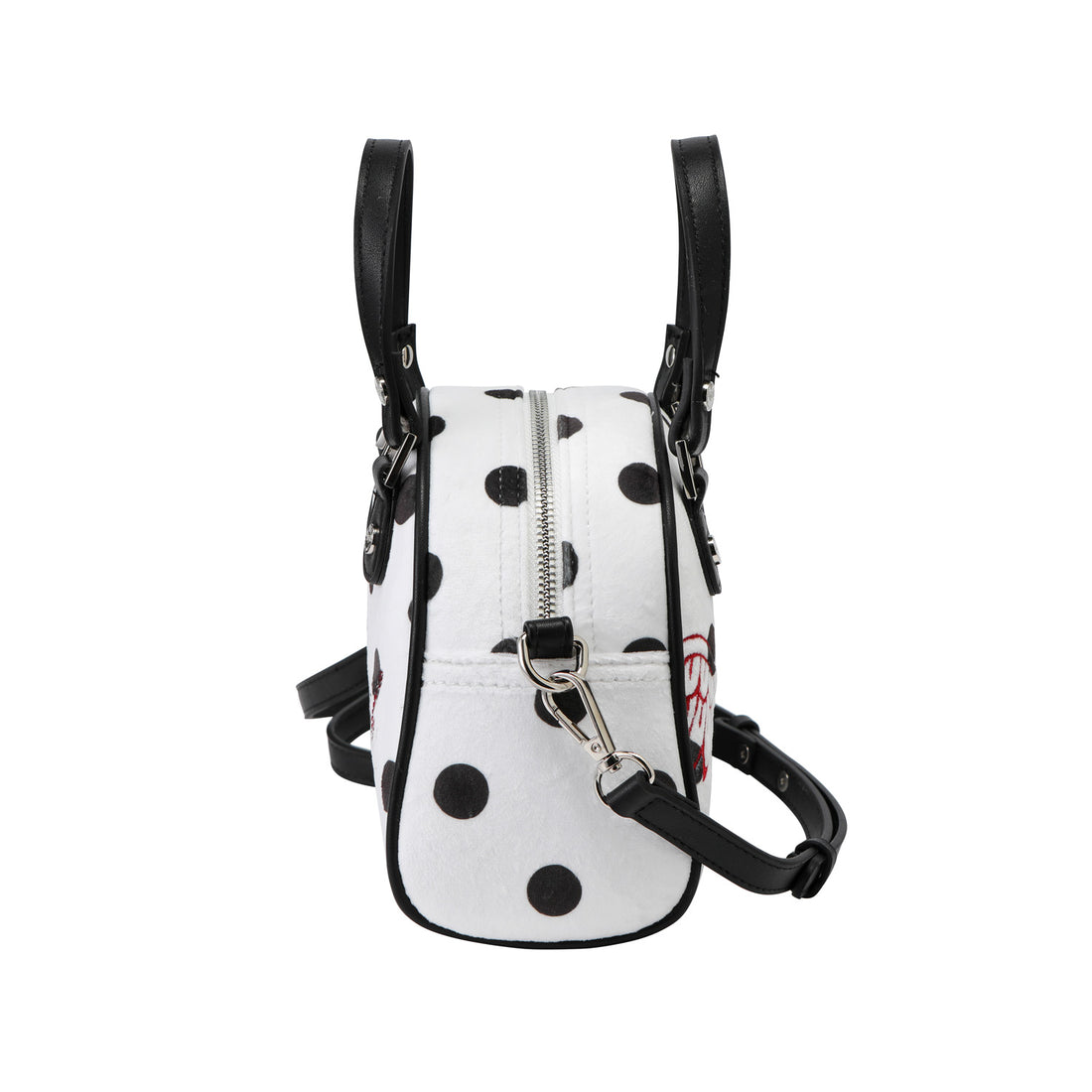 Velour Rhinestone Bowling Bag - Polka Dot