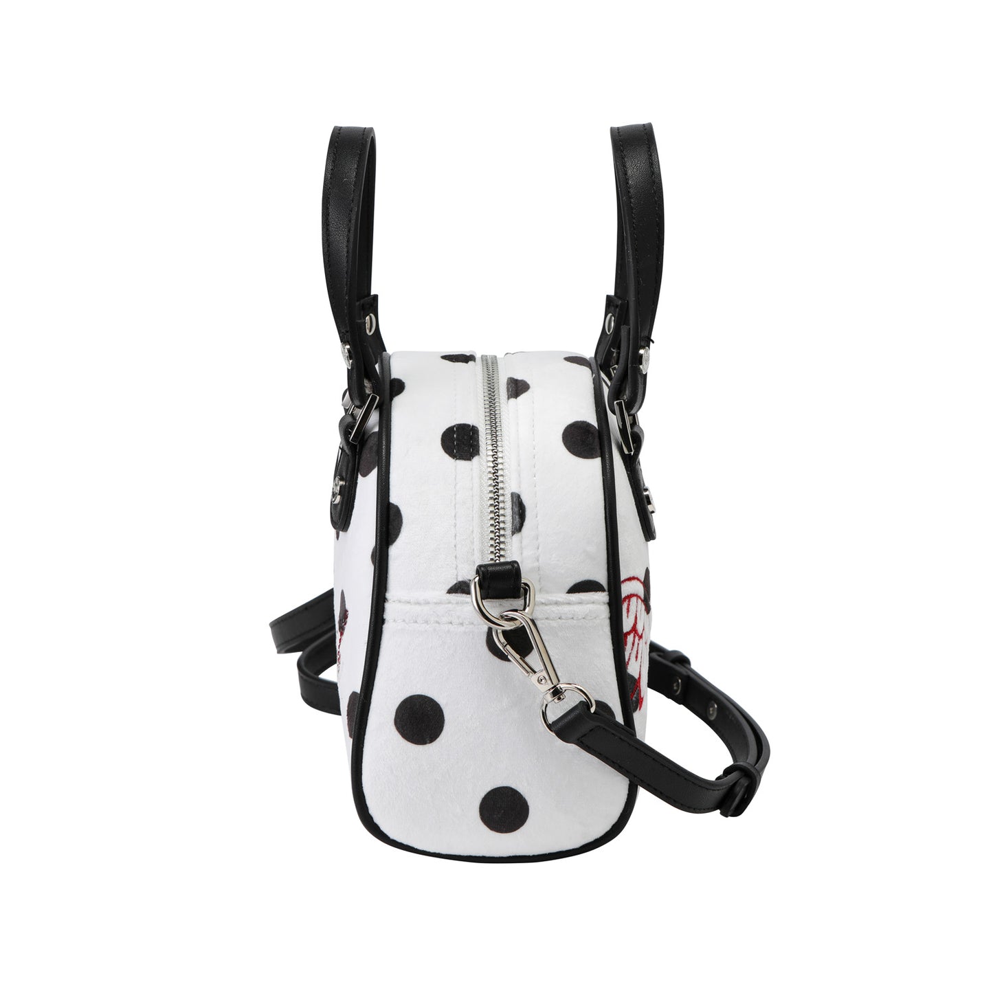 Velour Rhinestone Bowling Bag - Polka Dot