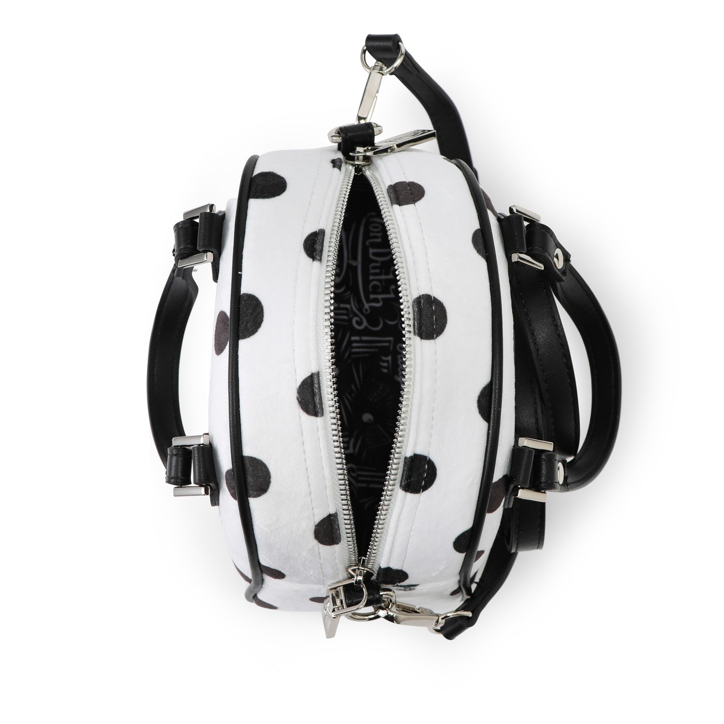 Velour Rhinestone Bowling Bag - Polka Dot