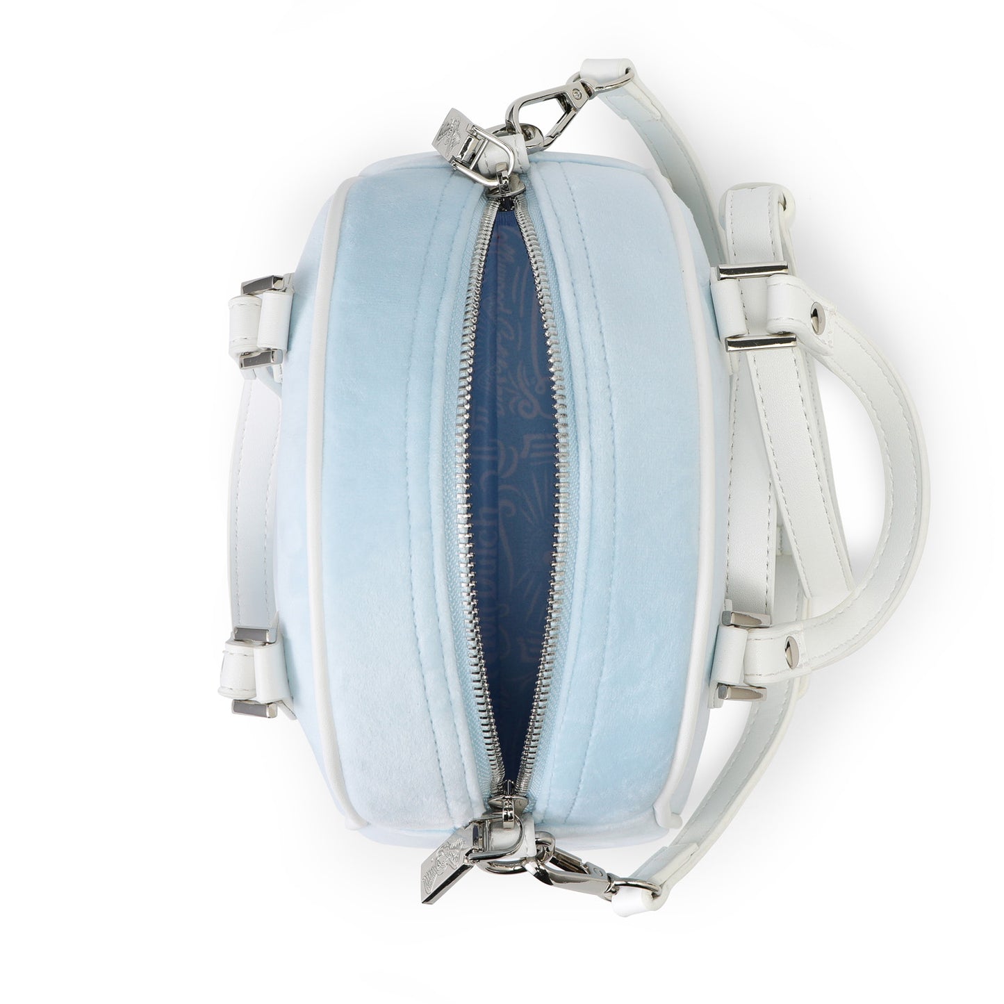 Velour Rhinestone Bowling Bag - Light Blue