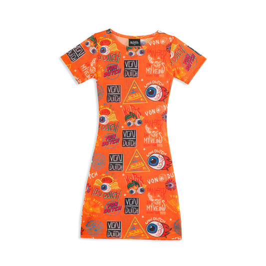 MESH COVER UP DRESS - ORANGE JAX