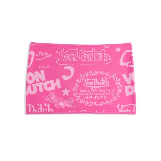 TUBE SKIRT - HOT PINK ALL OVER PRINT