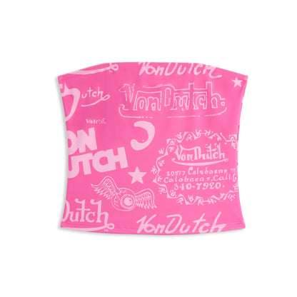 TUBE TOP - HOT PINK ALL OVER PRINT