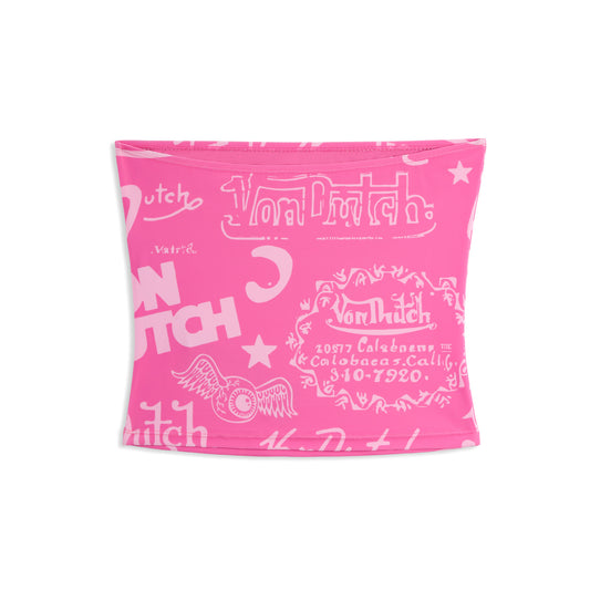TUBE TOP - HOT PINK ALL OVER PRINT