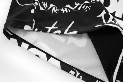 TUBE TOP - BLACK ALL OVER PRINT