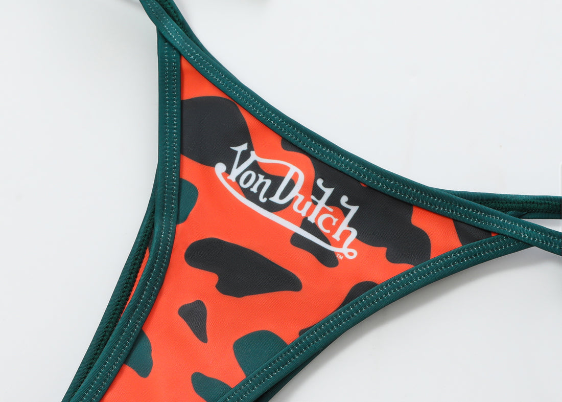 TWO TONE BIKINI BOTTOM - ORANGE CAMO