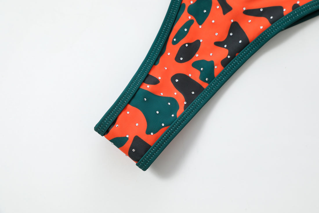 TWO TONE BIKINI BOTTOM - ORANGE CAMO