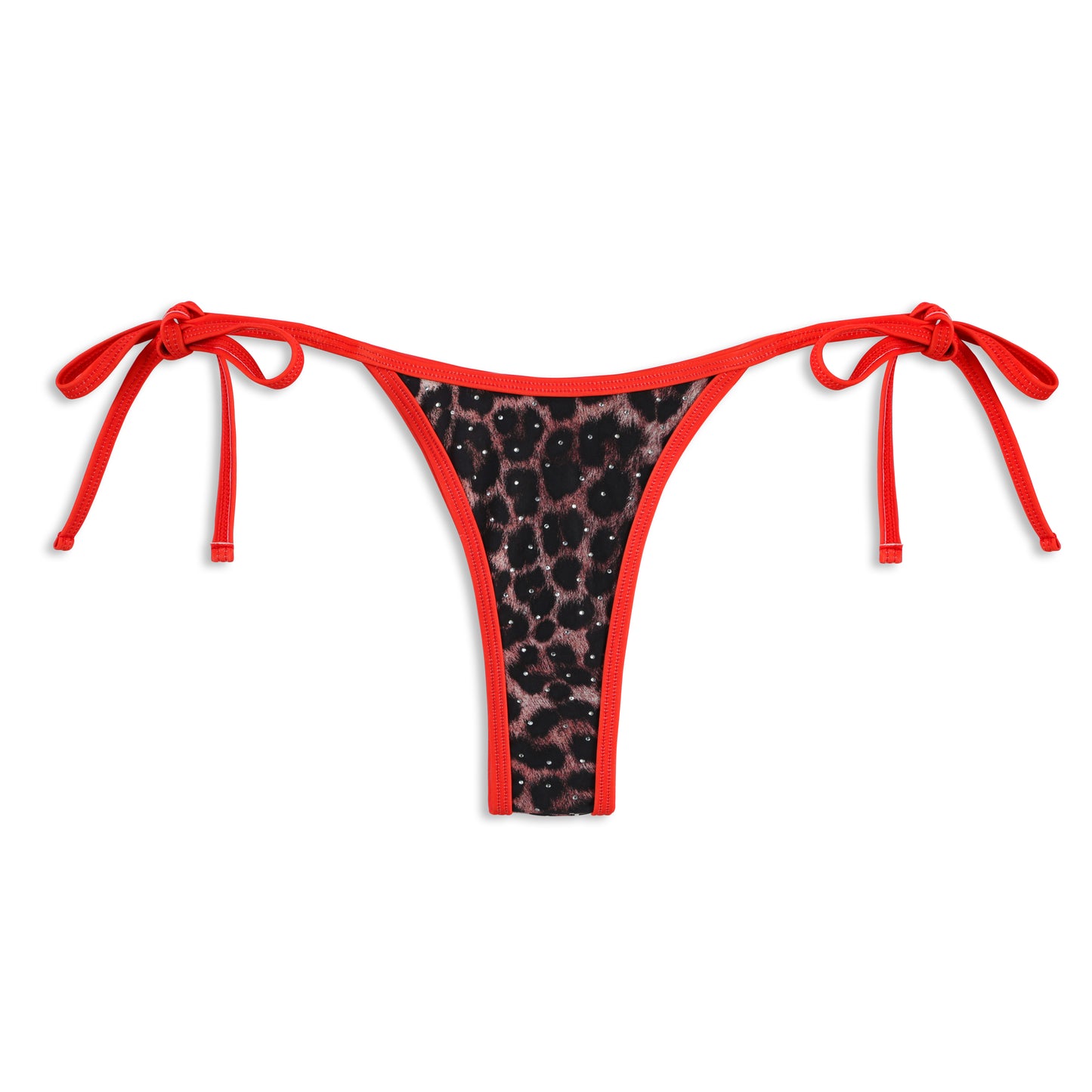 TWO TONE BIKINI BOTTOM - RED LEOPARD