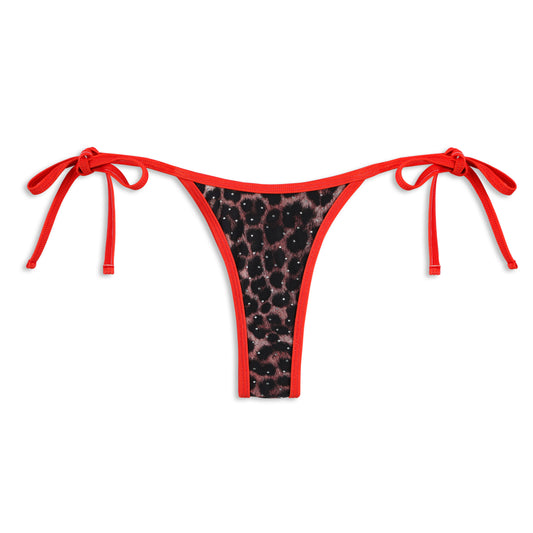 TWO TONE BIKINI BOTTOM - RED LEOPARD