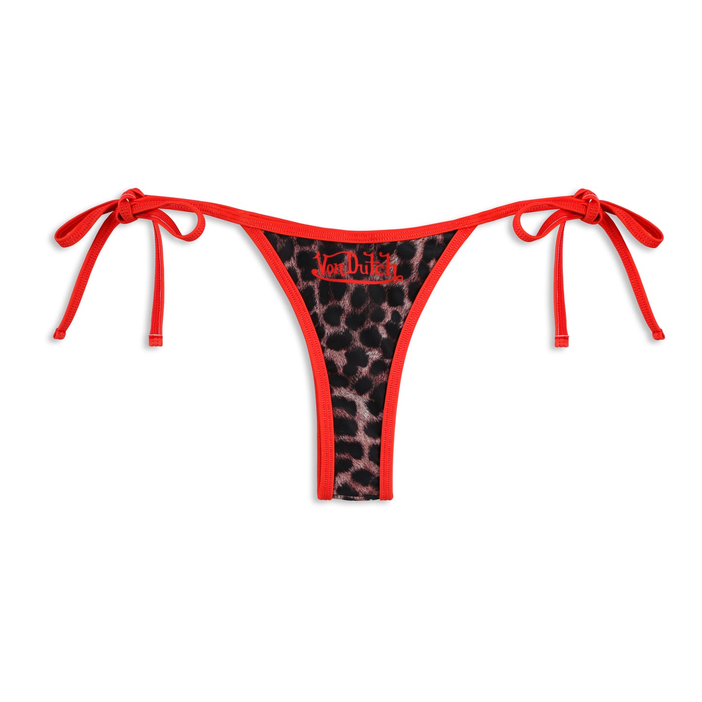 TWO TONE BIKINI BOTTOM - RED LEOPARD