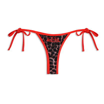 TWO TONE BIKINI BOTTOM - RED LEOPARD
