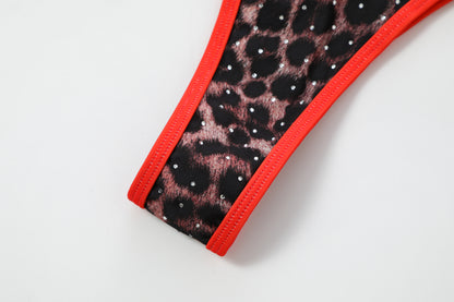 TWO TONE BIKINI BOTTOM - RED LEOPARD