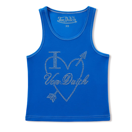 "I Love Von Dutch" Rhinestone Tank - Blue