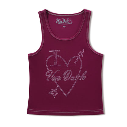 "I Love Von Dutch" Rhinestone Tank - Maroon