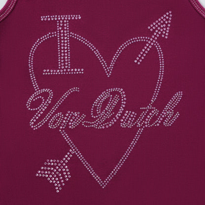 "I Love Von Dutch" Rhinestone Tank - Maroon