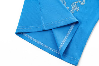 Rhinestone Warped logo Tank - Blue