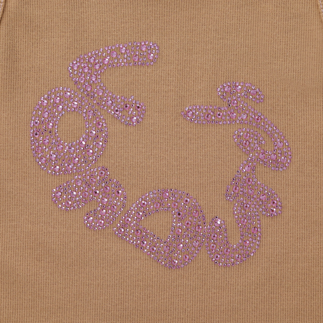 Rhinestone Warped logo Tank - Brown