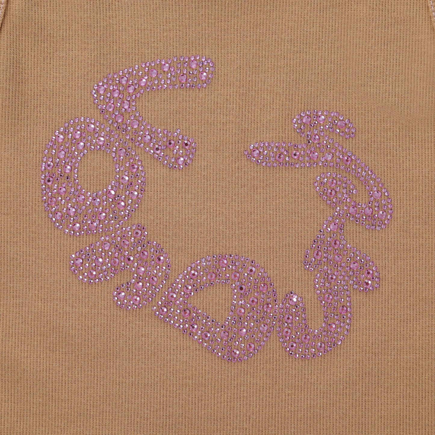 Rhinestone Warped logo Tank - Brown