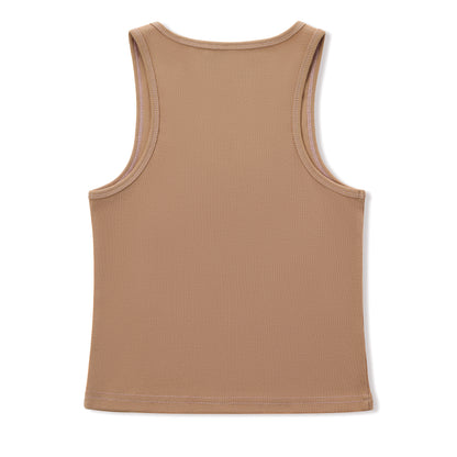 Rhinestone Warped logo Tank - Brown