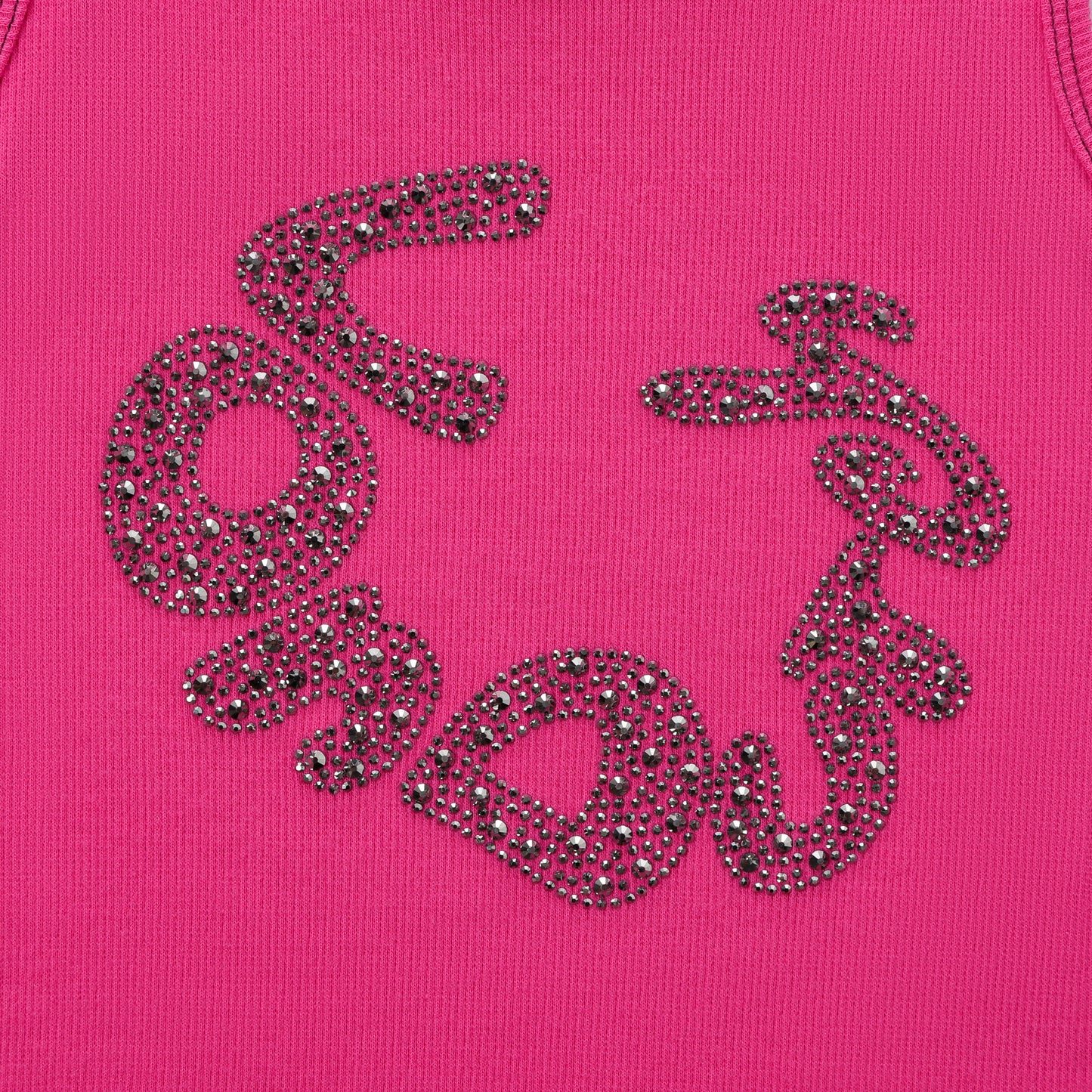 Rhinestone Warped logo Tank - Hot Pink
