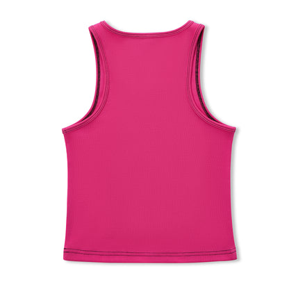 Rhinestone Warped logo Tank - Hot Pink