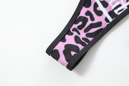 TWO TONE BIKINI BOTTOM - PINK CHEETAH
