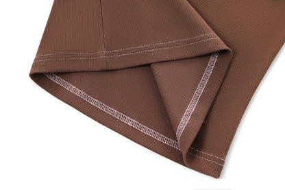 Rhinestone Cursive logo Tank - Brown