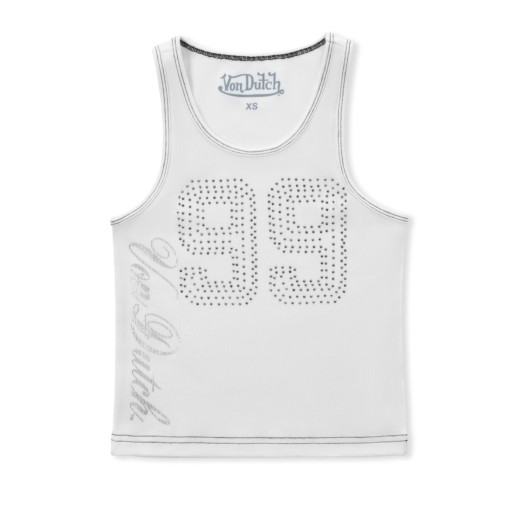 99' Rhinestone Tank - White