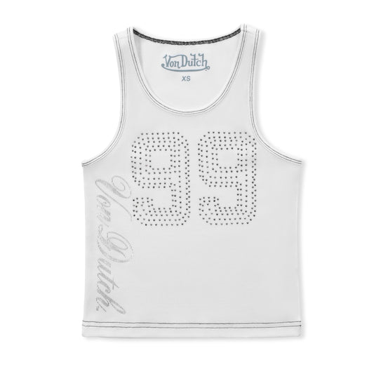 99' Rhinestone Tank - White