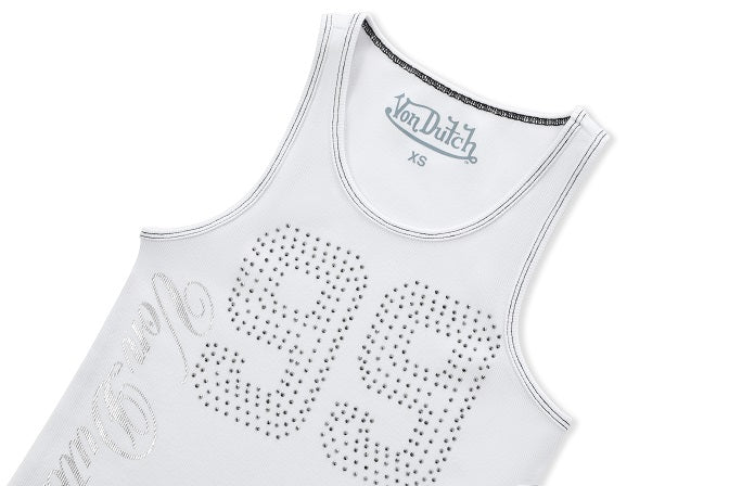 99' Rhinestone Tank - White