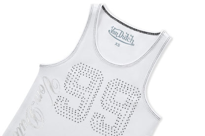 99' Rhinestone Tank - White