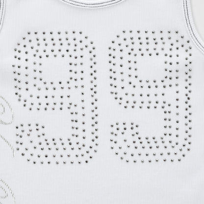 99' Rhinestone Tank - White