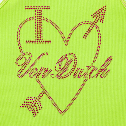 "I Love Von Dutch" Rhinestone Tank - Neon Green