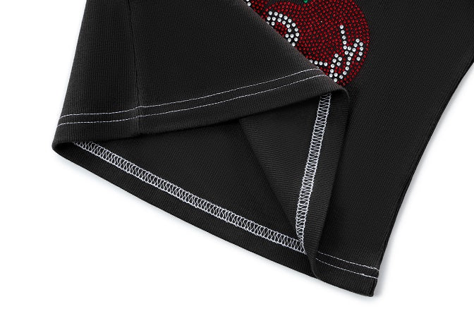 Rhinestone Cherry Tank - Black