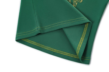 Rhinestone Warped logo Tank - Green