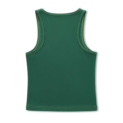 Rhinestone Warped logo Tank - Green