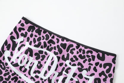 TWO TONE SWIM SKIRT -  PINK CHEETAH
