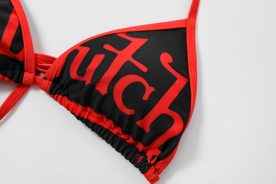 TWO TONE BIKINI TOP - BLACK RED