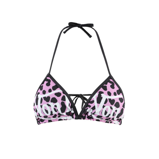 TWO TONE BIKINI TOP - PINK CHEETAH