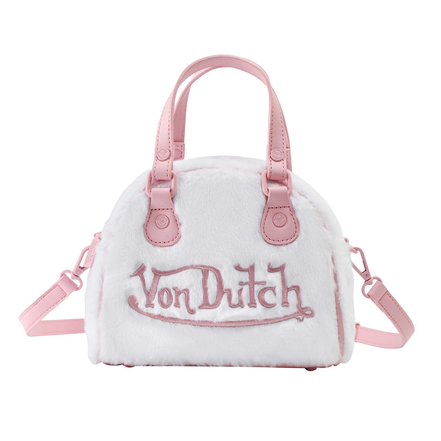 Von Dutch White Furry Bowling Bag